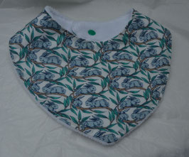 Bavoir Liberty lapins doublé éponge bambou blanche