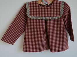 Blouse 2 ans vichy chocolat et rose volant Liberty Kattie and Millie