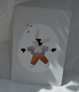 Carte et enveloppe "lapin d'hiver"