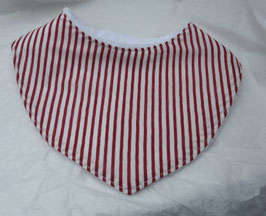 Bavoir coton indien rayé rouge et blanc doublé éponge bambou blanche