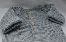 Gilet gris 3 mois boutons bois