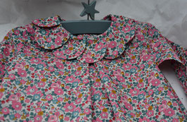 Blouse 6 mois Liberty Betsy Ann rose col pétales