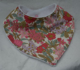 Bavoir Liberty Clarable rose doublé éponge bambou blanche