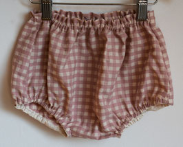 Bloomer 12 mois vichy seersucker vieux rose et écru