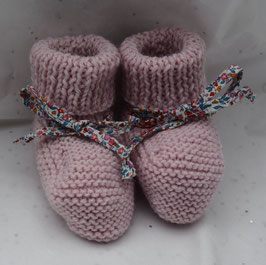 Chaussons 3 mois roses Liens liberty Kattie and Millie