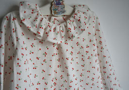 blouse 3 ans double gaze cerises manches longues