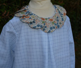 Blouse 3 ans Carreaux bleus pétales Liberty Poppy Forest automne