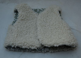 Gilet de berger poupée 36 cm bouclettes doublé coton fleuri vert