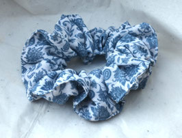 chouchou double gaze fleurie bleue