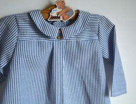 Blouse 12 mois garçon rayures bleu et blanc