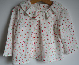 Blouse 2 ans double gaze cerises manches longues