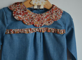 Blouse 18 mois Denim et liberty Poppy Forest automne