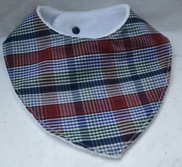 Bavoir écossais marine et rouge