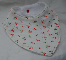 bavoir double gaze cerises doublé éponge bambou blanche