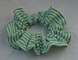 Chouchou coton rayures vert et blanc