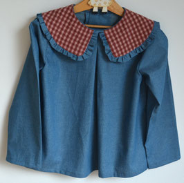 Blouse 6 ans Denis col vichy volanté