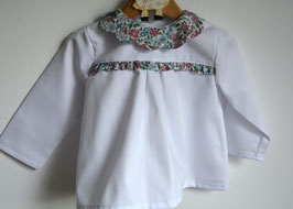 Blouse 18 mois piqué blanc col et volant Liberty Annabella