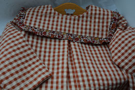 Blouse 18 mois vichy seersucker écru et cognac volant Liberty Poppy Forest