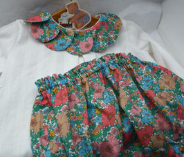 Ensemble 12 mois Liberty Meadows song et coton plumetis blanc.