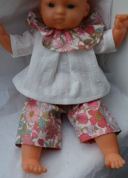 Ensemble poupée 36 cm Liberty Clarabel rose et coton plumetis blanc