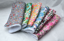 Je peux le refaire ! Lot de six Lingettes Liberty doublées éponge bambou blanche