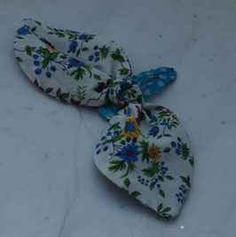 Barrette Liberty Floribunda bleu et vert doublé de vichy bleu et blanc