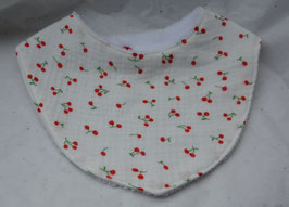 bavoir double gaze cerises doublé éponge bambou blanche