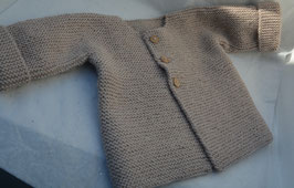 Gilet 3 mois noisette (laine Phildar)