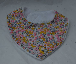 Bavoir poupée Liberty Wiltshire Bud rose doublé éponge bambou blanche