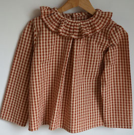 Blouse 6 ans vichy caramel et écru