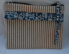 Petite pochette rayée beige Liberty marine