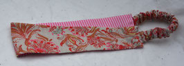 Bandeau double gaze indienne rose doublé rayures roses