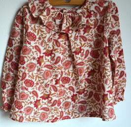 Blouse 5ans double gaze fleurie rose indienne