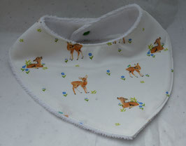 Bavoir coton faons doublé éponge bambou blanche
