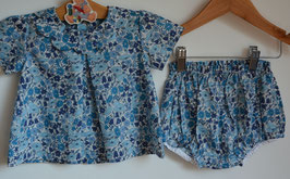 Ensemble 12 mois Liberty Poppy and Daisy bleu