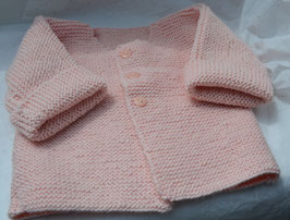 Gilet 3 mois rose perle (laine Phildar)