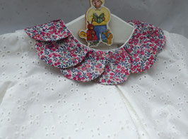 blouse 6 mois broderie anglaise blanche pétales Liberty Wiltshire Bud rose
