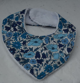 bavoir poupée Liberty Poppy and Daisy bleu doublé éponge bambou