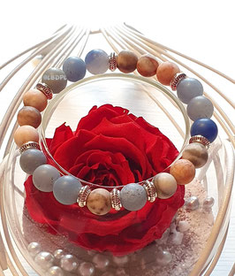 Bracelet "7" aventurine bleu + jaspe zèbre rose