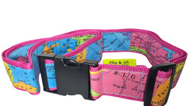 Koffergurt Weltenbummler Weltkarte pink