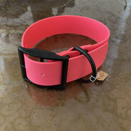 "3" Halsband aus Biothane in Neonpink