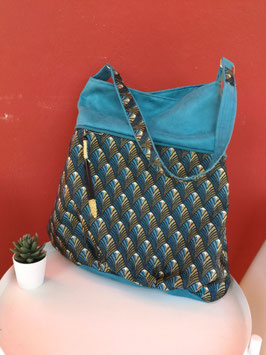 Sac Seau Bleu Canard et doré