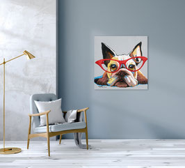 Chien a lunettes rouge