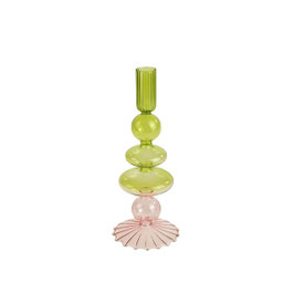 Bougeoir bicolore  rose et vert 53451