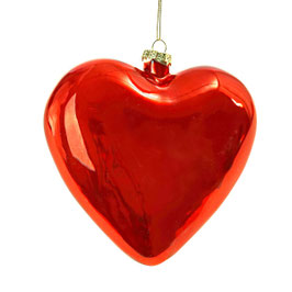 Coeur en verre rouge nacré
