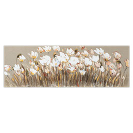 champs de fleurs blanches sur toile brut