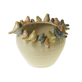 Vase " bas" avec oiseau