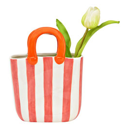 Vase sac a main rayé rose