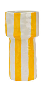 Vase 20cm rayé jaune et blanc