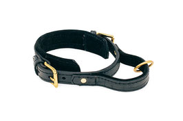 Black leather dog collar with handle "PROFI"
